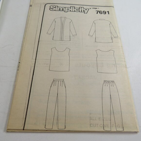 Simplicity 7691 Sewing Pattern EASY UNCUT Top, Jacket, Pants - Picture 3 of 8